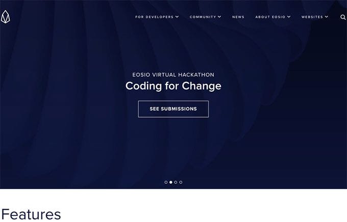 Eos: главная страница сайта.