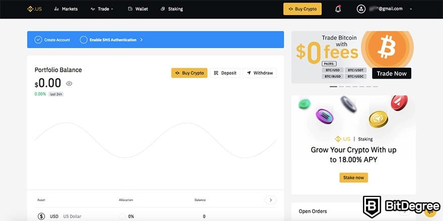 Как использовать Binance в США: панель управления.