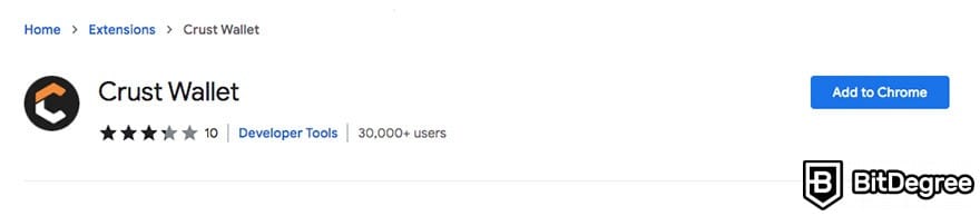 Как использовать Crust Network: добавление Crust Wallet в Chrome.
