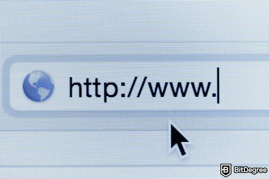 Comprar Nombres de Dominio Blockchain: inicio de la dirección web.