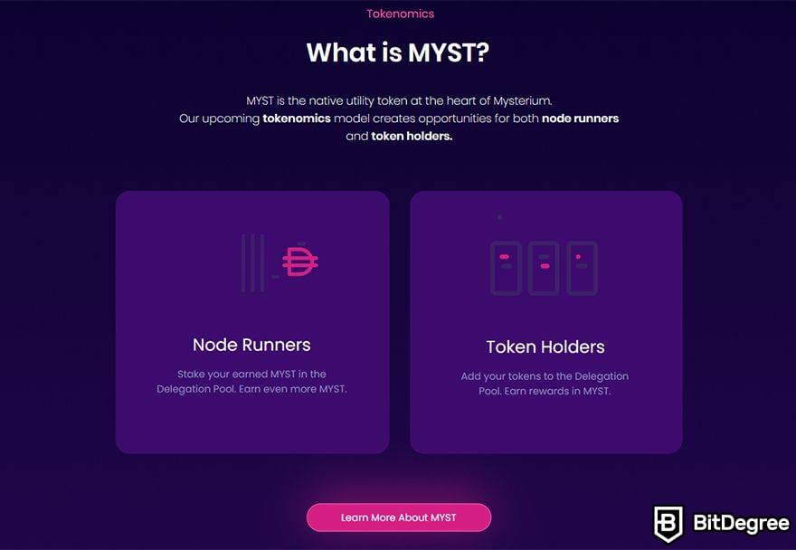 Mysterium VPN: держатели токенов и владельцы нодов.