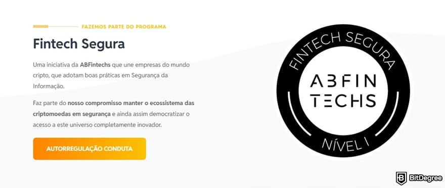 Обзор Foxbit: значок ABFintechs на сайте Foxbit.