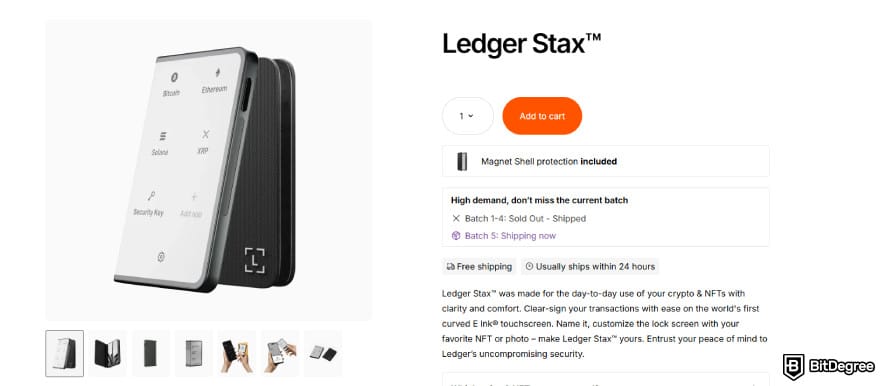 Kriptoyu nakde çevirme: Ledger Stax cihazı.