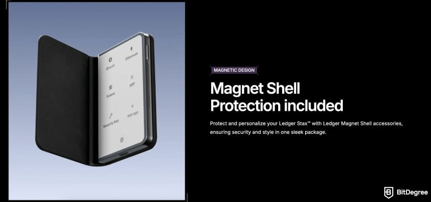Ledger Stax review: magnet shell protection included.