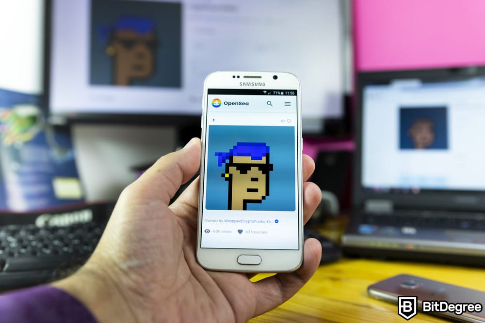 NFT mais caro: uma prévia do NFT CryptoPunks em um smartphone.