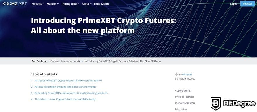PrimeXBT crypto futures opiniones: entendiendo la plataforma PrimeXBT futures.