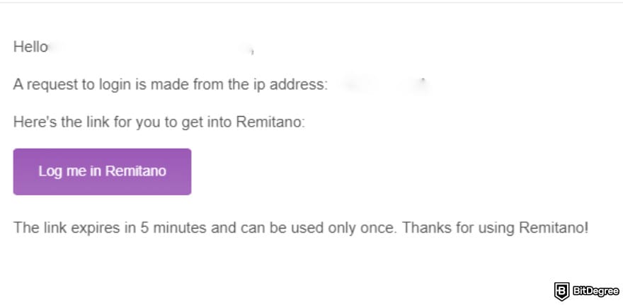 Reseña de Remitano: verificación por correo.