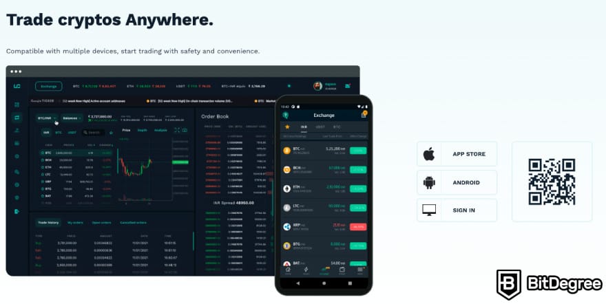 Обзор Unocoin: скриншот мобильного приложения Unocoin.