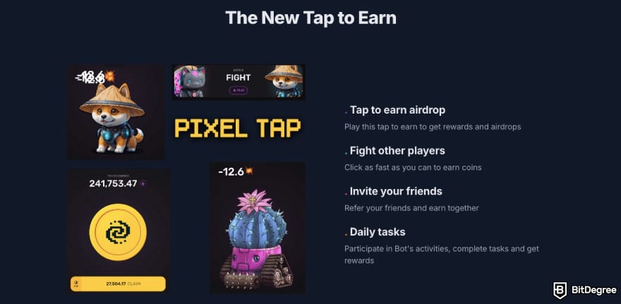 Notcoin Nedir: Oyunun özelliklerini sergileyen Pixel Tap.